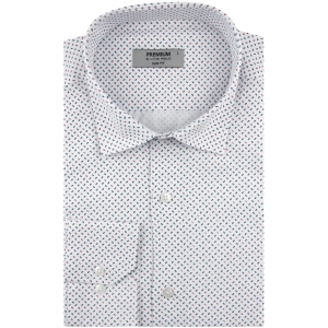 Koszula Męska Elegancka Wizytowa do garnituru biała we wzorki z długim rękawem w kroju SLIM FIT Viadi Polo H691