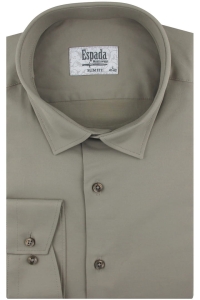Koszula Męska Elegancka Wizytowa do garnituru gładka beżowa z długim rękawem w kroju SLIM FIT Espada Men's Wear H702