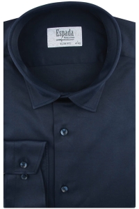 Koszula Męska Elegancka Wizytowa do garnituru gładka granatowa z długim rękawem w kroju SLIM FIT Espada Men's Wear H710