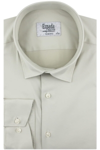 Koszula Męska Elegancka Wizytowa do garnituru gładka beżowa z długim rękawem w kroju SLIM FIT Espada Men's Wear H713