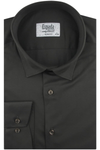 Koszula Męska Elegancka Wizytowa do garnituru gładka brązowa z długim rękawem w kroju SLIM FIT Espada Men's Wear H715