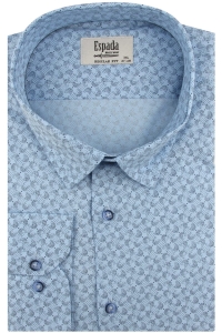 Duża Koszula Męska Elegancka Wizytowa do garnituru niebieska we wzorki z długim rękawem Duże rozmiary Espada Men's Wear H741