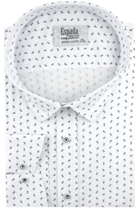 Duża Koszula Męska Elegancka Wizytowa do garnituru biała we wzorki z długim rękawem Duże rozmiary Espada Men's Wear H742