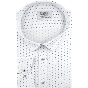 Duża Koszula Męska Elegancka Wizytowa do garnituru biała we wzorki z długim rękawem Duże rozmiary Espada Men's Wear H742