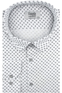 Duża Koszula Męska Elegancka Wizytowa do garnituru biała we wzorki z długim rękawem Duże rozmiary Espada Men's Wear H743