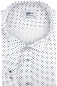 Duża Koszula Męska Elegancka Wizytowa do garnituru biała we wzorki z długim rękawem Duże rozmiary Espada Men's Wear H745