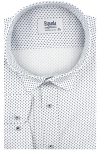 Duża Koszula Męska Elegancka Wizytowa do garnituru biała we wzorki z długim rękawem Duże rozmiary Espada Men's Wear H747