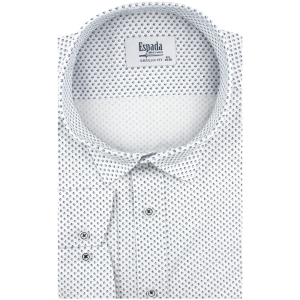 Duża Koszula Męska Elegancka Wizytowa do garnituru biała we wzorki z długim rękawem Duże rozmiary Espada Men's Wear H747