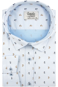 Duża Koszula Męska Elegancka Wizytowa do garnituru błękitna we wzorki z długim rękawem Duże rozmiary Espada Men's Wear H751