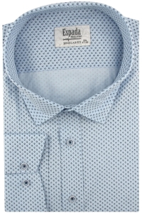 Duża Koszula Męska Elegancka Wizytowa do garnituru niebieska we wzorki z długim rękawem Duże rozmiary Espada Men's Wear H755