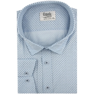 Duża Koszula Męska Elegancka Wizytowa do garnituru niebieska we wzorki z długim rękawem Duże rozmiary Espada Men's Wear H755
