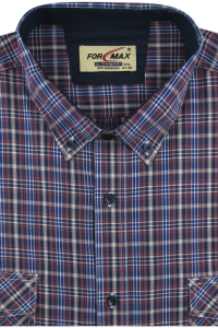Duża Koszula Męska Codzienna Casual granatowa w kratę z długim rękawem Duże rozmiary Formax H816