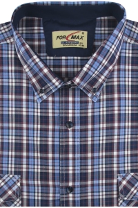 Duża Koszula Męska Codzienna Casual granatowa w kratę z długim rękawem Duże rozmiary Formax H817
