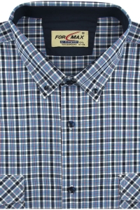 Duża Koszula Męska Codzienna Casual niebieska w kratę z długim rękawem Duże rozmiary Formax H818