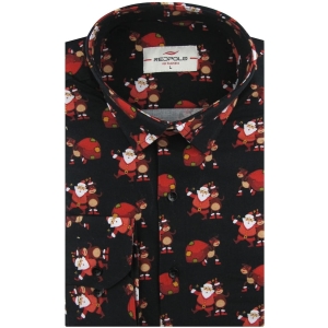 Koszula Męska Elegancka Na Święta czarna z Motywem Świątecznym z długim rękawem w kroju SLIM FIT Redpolo H951