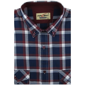 Koszula Męska Codzienna Casual granatowa w kratę z długim rękawem w kroju REGULAR Formax H975