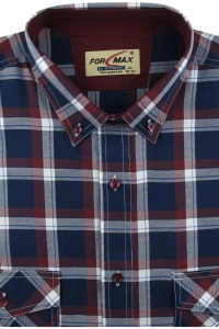 Koszula Męska Codzienna Casual granatowa w kratę z długim rękawem w kroju REGULAR Formax H975