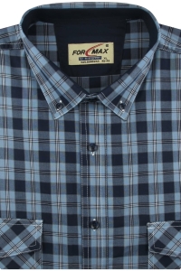 Koszula Męska Codzienna Casual błękitna w kratę z długim rękawem w kroju REGULAR Formax H977