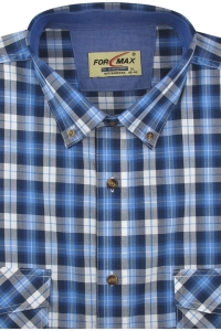 Koszula Męska Codzienna Casual niebieska w kratę z długim rękawem w kroju REGULAR Formax H979
