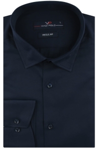 Koszula Męska Elegancka Wizytowa do garnituru gładka granatowa z długim rękawem w kroju REGULAR Viadi Polo J200