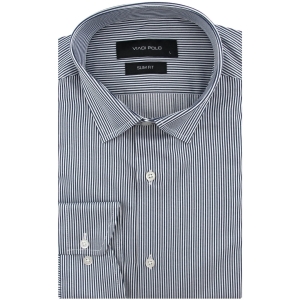 Koszula Męska Elegancka Wizytowa do garnituru grafitowa w paski z długim rękawem w kroju SLIM FIT Viadi Polo J175