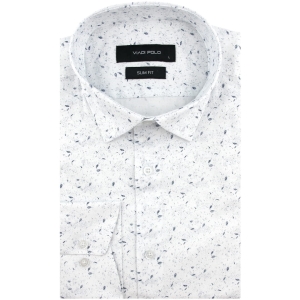 Koszula Męska Elegancka Wizytowa do garnituru biała we wzorki z długim rękawem w kroju SLIM FIT Viadi Polo J182