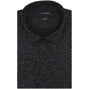 Koszula Męska Elegancka Wizytowa do garnituru czarna we wzorki z długim rękawem w kroju SLIM FIT Viadi Polo J185