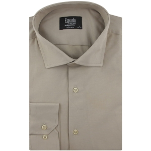 Koszula Męska Elegancka Wizytowa do garnituru gładka beżowa z długim rękawem w kroju SLIM FIT Espada Men's Wear J262