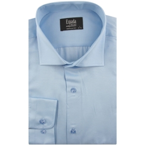Koszula Męska Elegancka Wizytowa do garnituru gładka niebieska z długim rękawem w kroju REGULAR FIT Espada Men's Wear J278