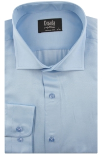 Koszula Męska Elegancka Wizytowa do garnituru gładka niebieska z długim rękawem w kroju REGULAR FIT Espada Men's Wear J278
