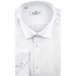 Koszula Męska Elegancka Wizytowa do garnituru bawełna oxford gładka biała z długim rękawem w kroju SLIM FIT Romano Rossi J280