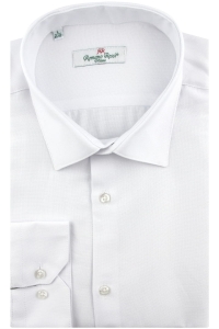 Koszula Męska Elegancka Wizytowa do garnituru bawełna oxford gładka biała z długim rękawem w kroju SLIM FIT Romano Rossi J280