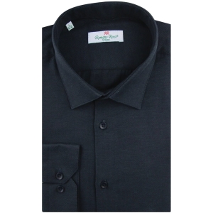 Koszula Męska Elegancka Wizytowa do garnituru bawełna oxford gładka granatowa z długim rękawem w kroju SLIM FIT Romano Rossi J283
