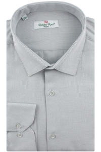 Koszula Męska Elegancka Wizytowa do garnituru bawełna oxford gładka szara z długim rękawem w kroju SLIM FIT Romano Rossi J286
