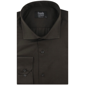 Koszula Męska Elegancka Wizytowa do garnituru gładka brązowa z długim rękawem w kroju REGULAR FIT Espada Men's Wear J271