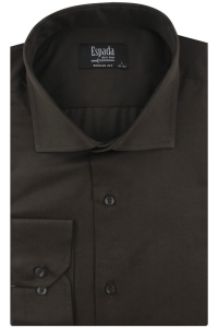 Koszula Męska Elegancka Wizytowa do garnituru gładka brązowa z długim rękawem w kroju REGULAR FIT Espada Men's Wear J271