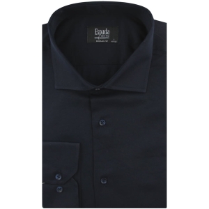 Koszula Męska Elegancka Wizytowa do garnituru gładka granatowa z długim rękawem w kroju REGULAR FIT Espada Men's Wear J274