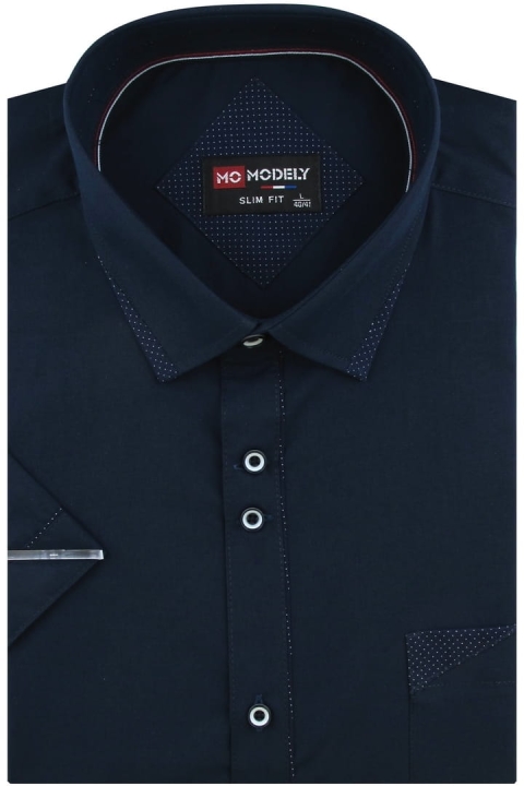 Koszula-Męska-Elegancka-Wizytowa-do-garnituru-gładka-granatowa-z-lamówką-z-krótkim-rękawem-w-kroju-SLIM-FIT-IMG_5287-.JPG