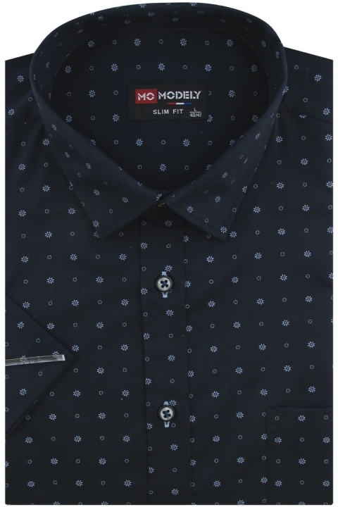 Koszula-Męska-Elegancka-Wizytowa-do-garnituru-granatowa-we-wzorki-z-krótkim-rękawem-SLIM-FIT-IMG_5480.JPG