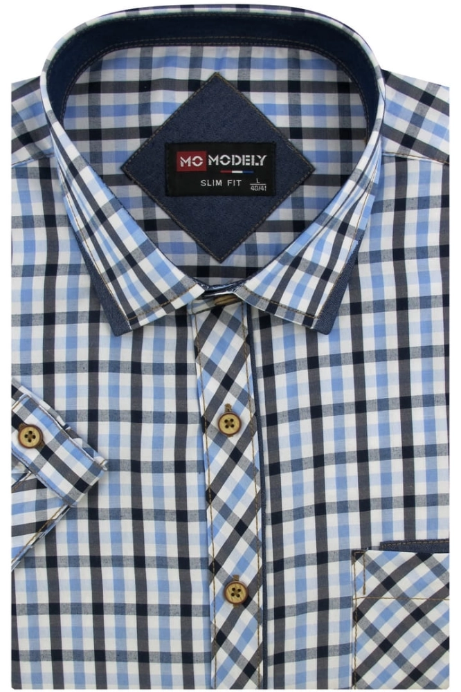 Koszula-Męska-Codzienna-Bawełniana-Casual-błękitna-w-kratkę-z-krótkim-rękawem-w-kroju-SLIM-FIT-IMG_5213-.JPG