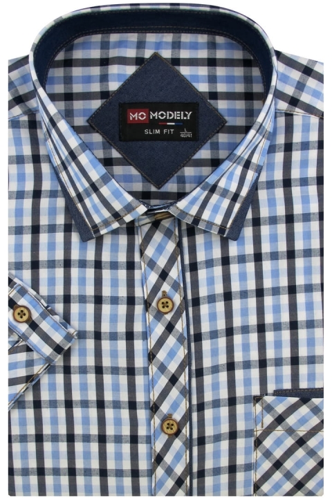 Koszula-Męska-Codzienna-Bawełniana-Casual-błękitna-w-kratkę-z-krótkim-rękawem-w-kroju-SLIM-FIT-IMG_5213-.JPG