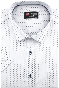 Duża Koszula Męska Elegancka Wizytowa do garnituru biała we wzorki z krótkim rękawem Duże rozmiary P853