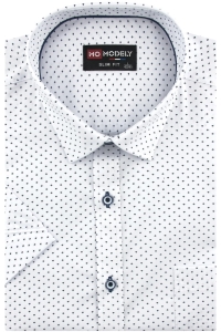 Duża Koszula Męska Elegancka Wizytowa do garnituru biała we wzorki z krótkim rękawem Duże rozmiary P855