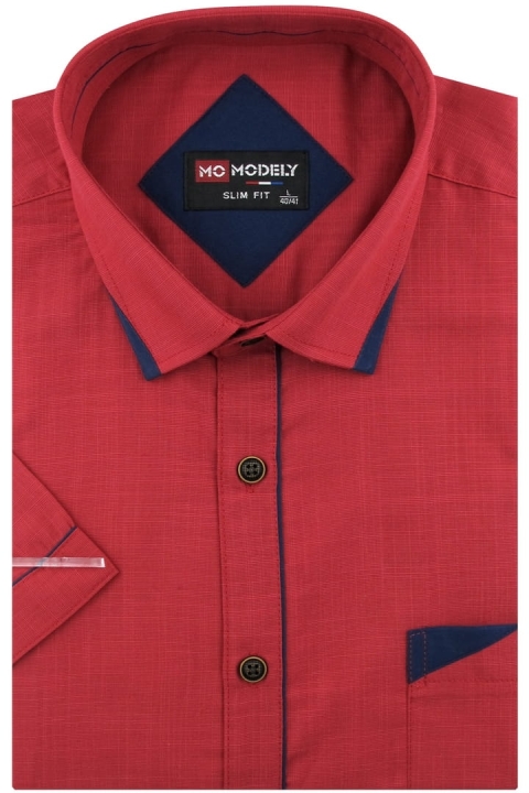 Lniana-Koszula-Męska-Codzienna-Casual-czerwona-z-lamówką-z-krótkim-rękawem-w-kroju-SLIM-FIT-IMG_2893.JPG