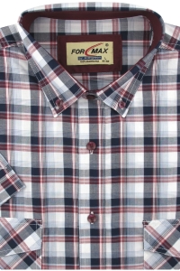 Koszula Męska Bawełniana Codzienna Casual biała w kratkę z krótkim rękawem w kroju REGULAR Formax P945