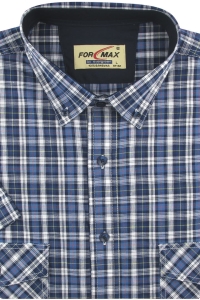 Koszula Męska Bawełniana Codzienna Casual granatowa w kratkę z krótkim rękawem w kroju REGULAR Formax P956