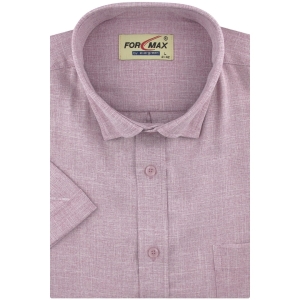 Lniana Koszula Męska Codzienna Casual różowa z krótkim rękawem w kroju REGULAR Formax P958