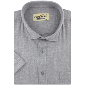 Lniana Koszula Męska Codzienna Casual szara z krótkim rękawem w kroju REGULAR Formax P959