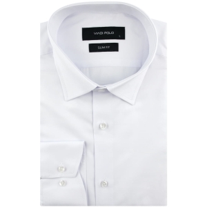 Koszula Męska Elegancka Wizytowa do garnituru gładka biała z długim rękawem w kroju SLIM FIT Viadi Polo J382