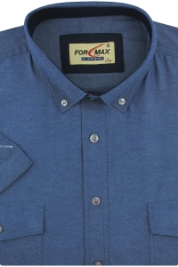 Koszula Męska Codzienna Casual gładka granatowa z krótkim rękawem w kroju REGULAR Formax R017